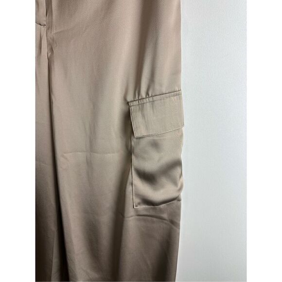 Taupe satin cargo joggers - Picture 5 of 12